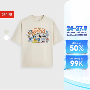Áo phông unisex người lớn CANIFA dáng rộng hình in Mickey & Friends 5TS26S006