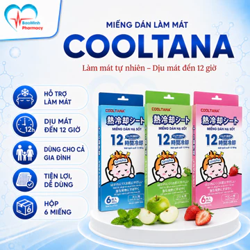 Miếng dán hạ sốt Cooltana Tanaphar, giảm sốt cho bé, hạ nhiệt tốt làm mát trong 12h
