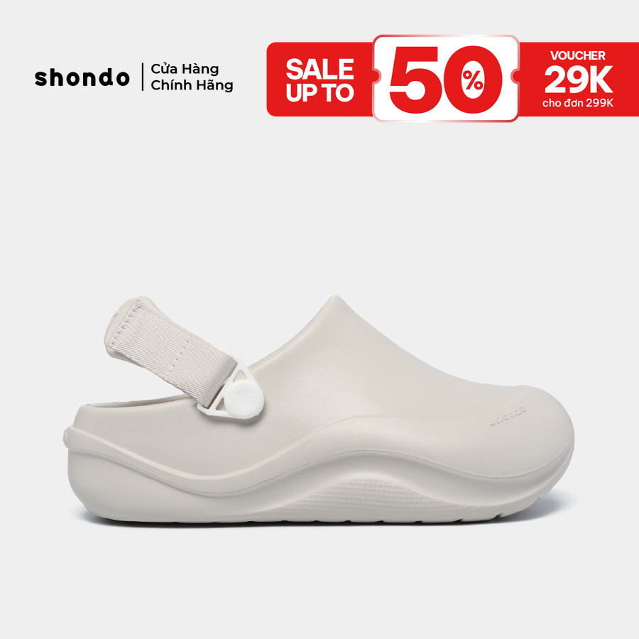 Dép Sục Unisex Shondo Clog Suke Nhựa Đúc Đế Cao 4cm Hack Dáng Siêu Nhẹ Màu Trắng SUK0009