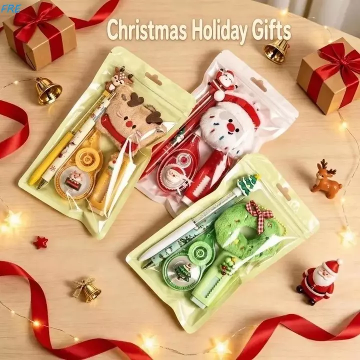 FRE 5 Cái / bộ Bộ Văn Phòng Phẩm Giáng Sinh, Đồ Dùng Viết Trường Hoạt Hình 5 Trong 1, Quà Tặng Học Sinh Thiết Thực Trở Lại Trường Bút Gel Văn Phòng Văn Phòng Phẩm Trường Học Đồ Dùng Văn Phòng