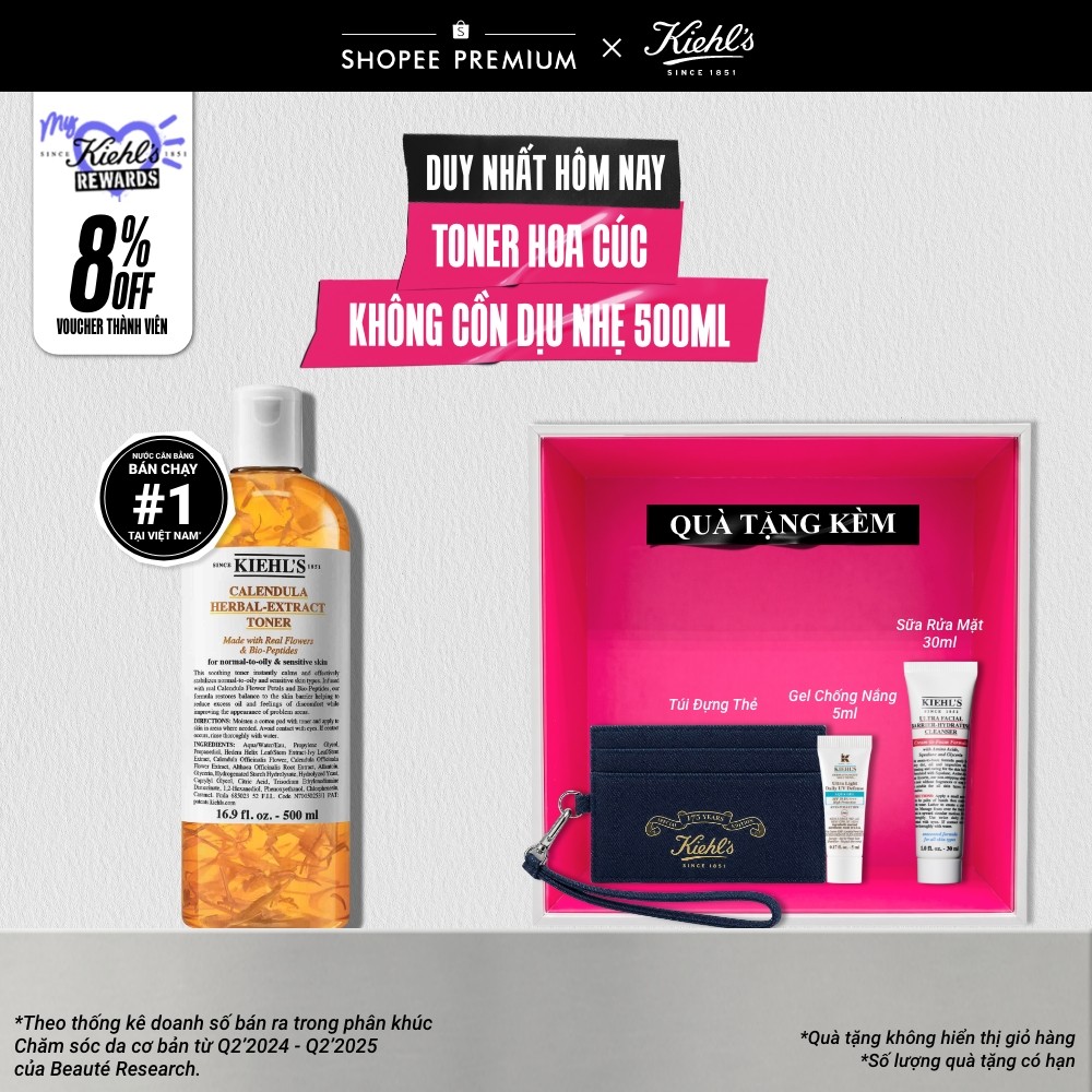 Nước cân bằng Hoa Cúc Kiehl's Calendula Herbal Extract Alcohol-Free Toner 500ml
