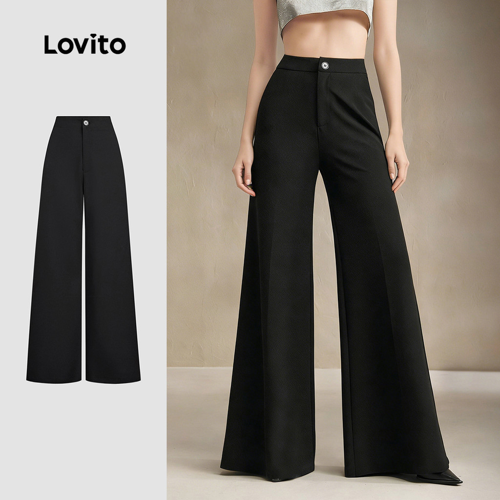 Quần nữ Lovito đen xuân hè thanh lịch L184ED878