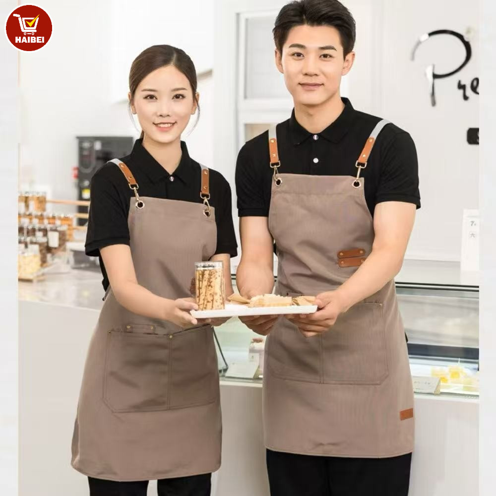 Tạp dề vải bố nhà bếp, trang phục làm việc chống thấm nước dành cho nhà hàng, unisex.