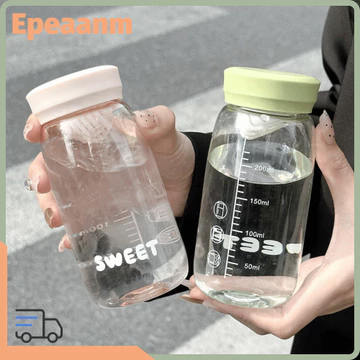 Cốc nước EPEAAPH, Chai nước Mini trong suốt 300ml, có cân lọc trà Chai nước uống di động ngoài trời
