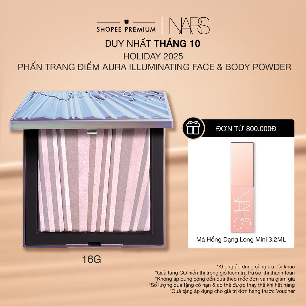 [HO25] Phấn trang điểm phản chiếu ánh sáng cho mặt và cơ thể NARS Aura Illuminating Face & Body Powder 13g