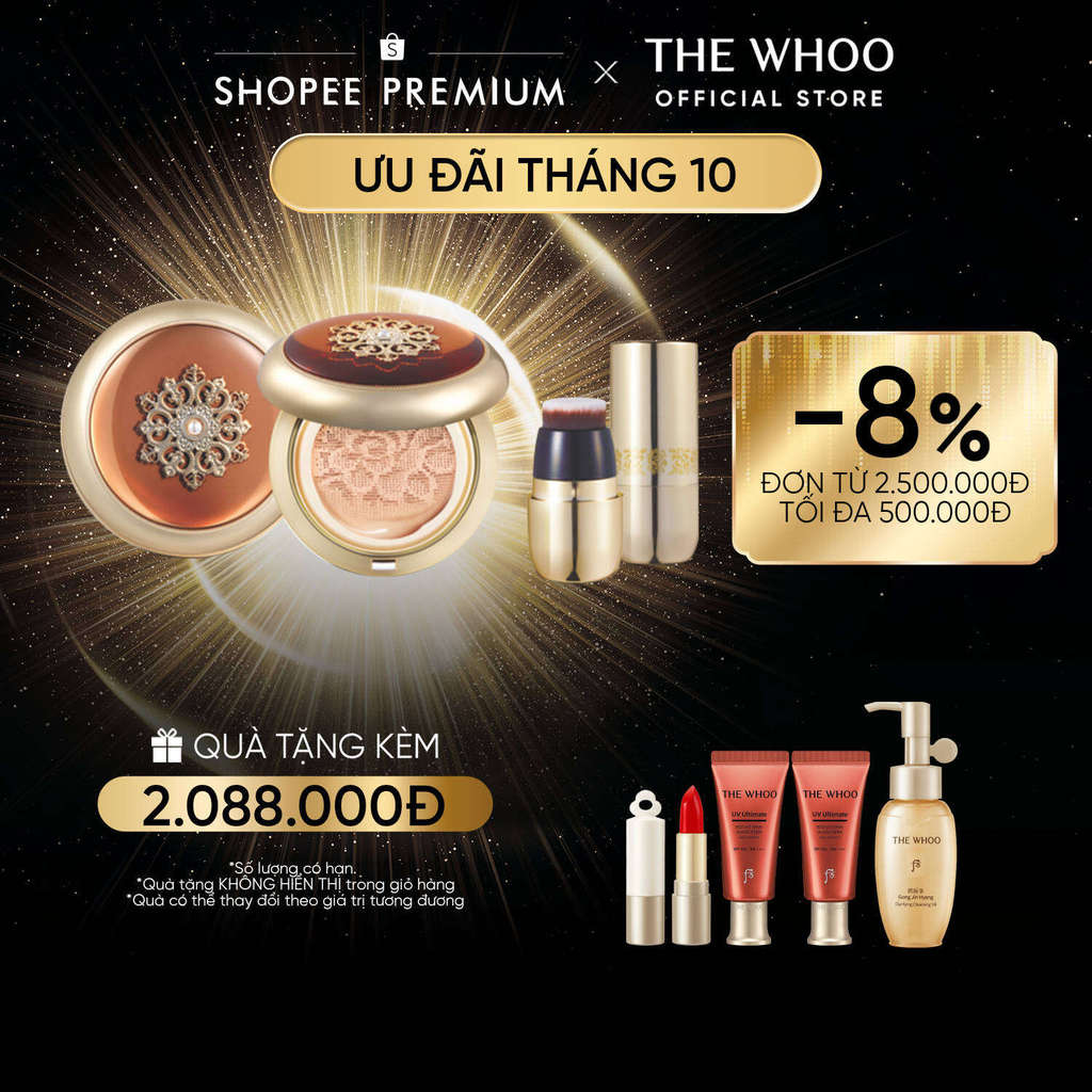 [THE WHOO OFFICIAL] [Tặng 1 lõi] Phấn nước trang điểm chống nắng, chống lão hóa Cheongidan Essence Cushion SPF50+/PA+++