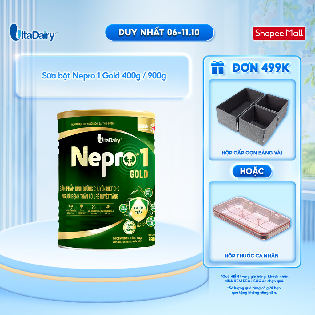 Sữa bột Nepro 1 Gold Lon 400g/900g - Phù hợp chế độ dinh dưỡng đặc biệt (dành cho người tiểu đường)