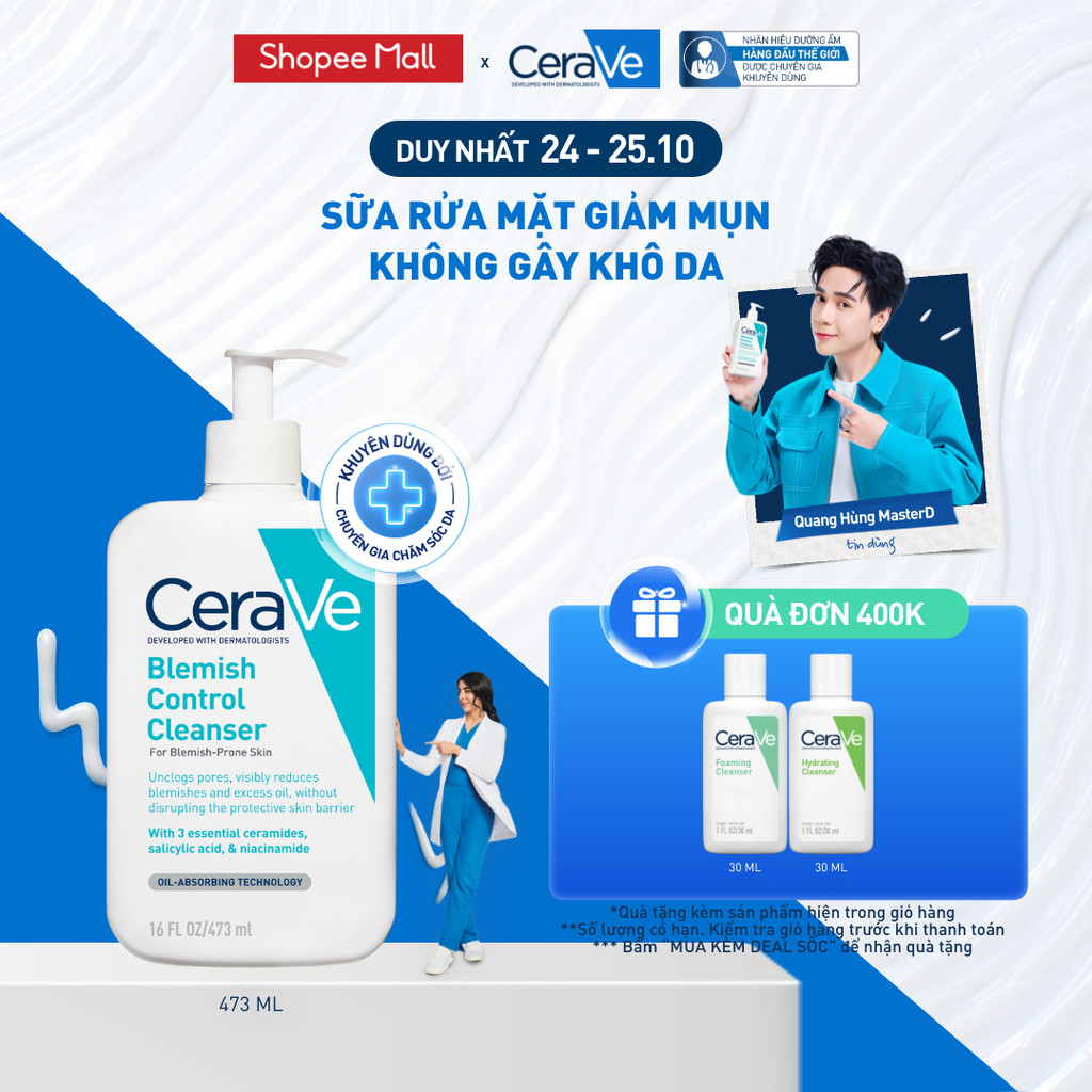 Sữa rửa mặt giảm mụn CeraVe Blemish Control Cleanser 473ml