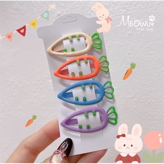 MEOWU SET 4 kẹp Mái Cà Rốt Mix Màu Nhám Đáng yêu Dễ Thương Ngộ Nghĩnh Cho Bé Gái