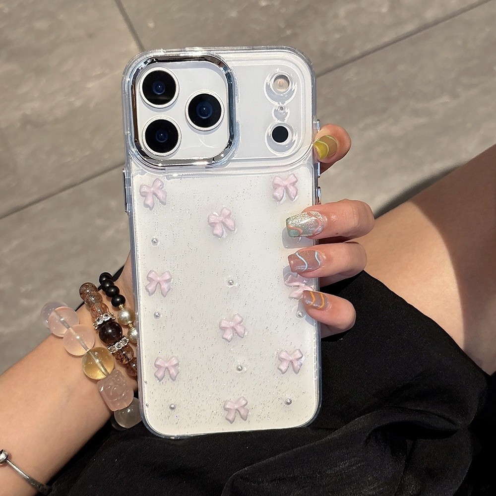 Ốp Điện Thoại Nơ Màu Hồng 3D Cho iPhone 17ProMax 16 15 14 13 12 11 Vỏ Bảo Vệ Chống Sốc