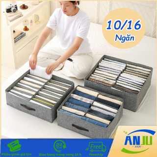 Hộp Đựng Quần Áo Vải Chia Ngăn, Form Cứng Giữ Phom, Nắp Đậy Chống Ẩm, Thiết Kế Gấp Gọn Tiện Bảo Quản