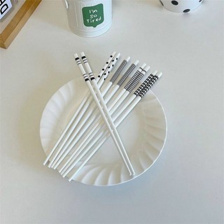 Set 5 đôi đũa sứ gốm trắng kháng khuẩn cao cấp Nhật Bản - Chịu nhiệt tốt, chống trơn trượt, an toàn khi sử dụng
