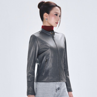 Áo da cừu nữ Racer Jaket trơn đơn giản cao cấp Fttleather tay cúc bấm không bong tróc nổ AN201C