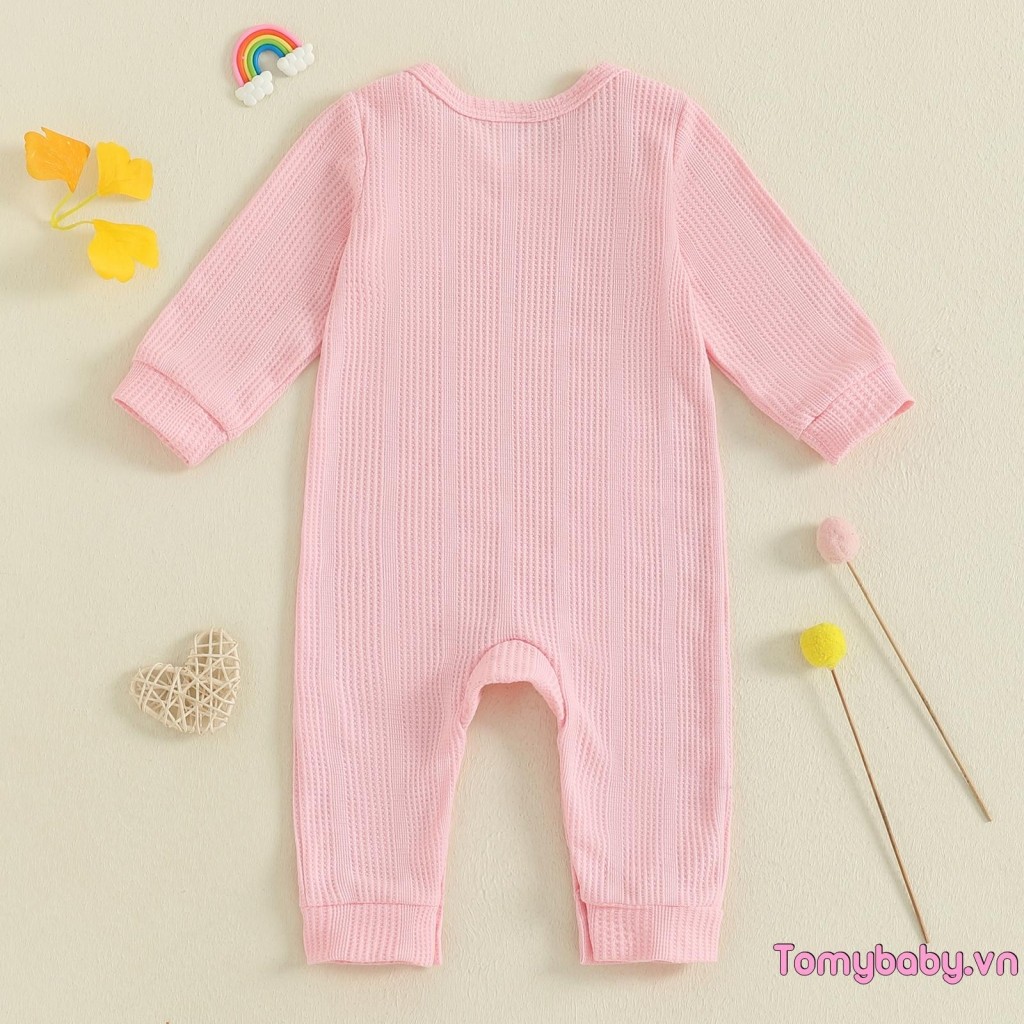 Bộ áo liền quần có vách ngăn cho bé gái in chữ cổ tròn dài tay