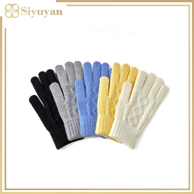 Siyuyan Găng Tay Dệt Kim Thu Đông, Màn Hình Cảm Ứng Tương Thích, Giữ Ấm và Cách Nhiệt, Phong Cách Dễ Thương Unisex