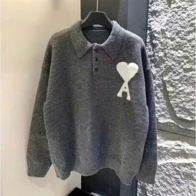 Áo Len Cổ Polo Chữ A Trái Tim KCloset Áo Polo Dày Dặn Dáng Rộng Nam Nữ NA41