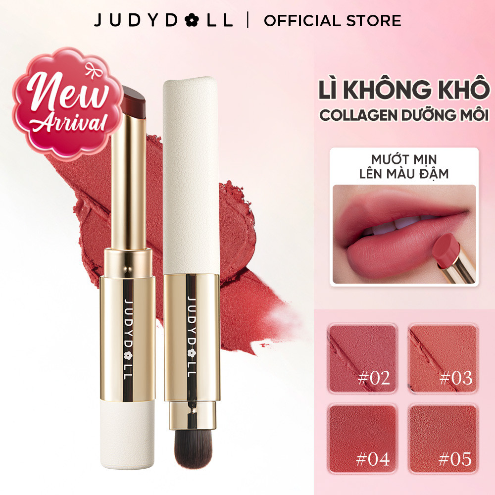 Son Lì JUDYDOLL Soft Matte Lipstick Son thỏi Mịn lì Chứa Collagen Dưỡng môi 2g