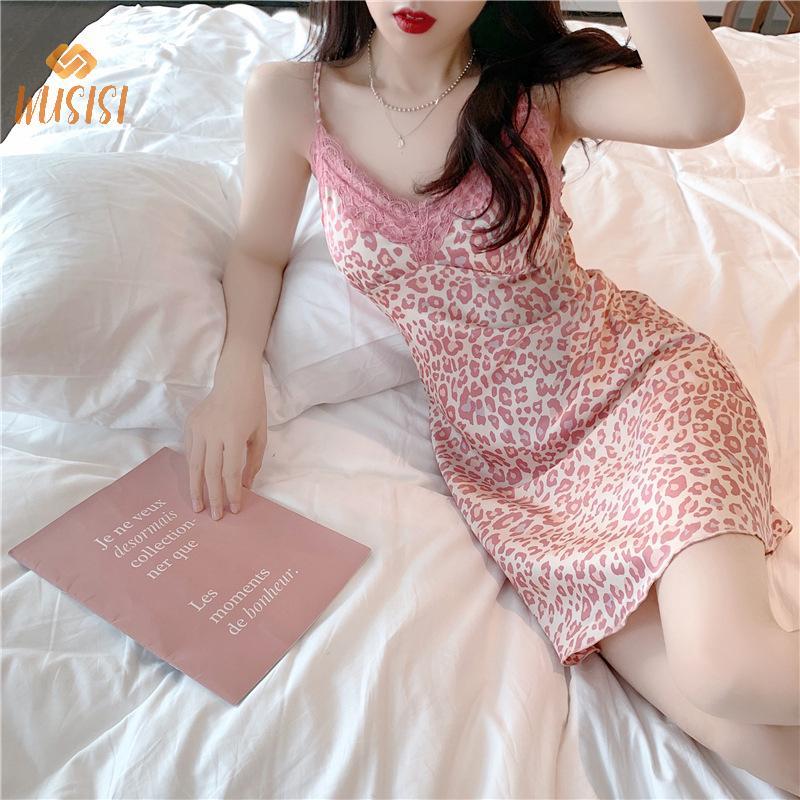 Váy Ngủ Ren Nữ Họa Tiết Da Báo Chất Liệu Lụa - Đồ Ngủ Thời Trang Mới