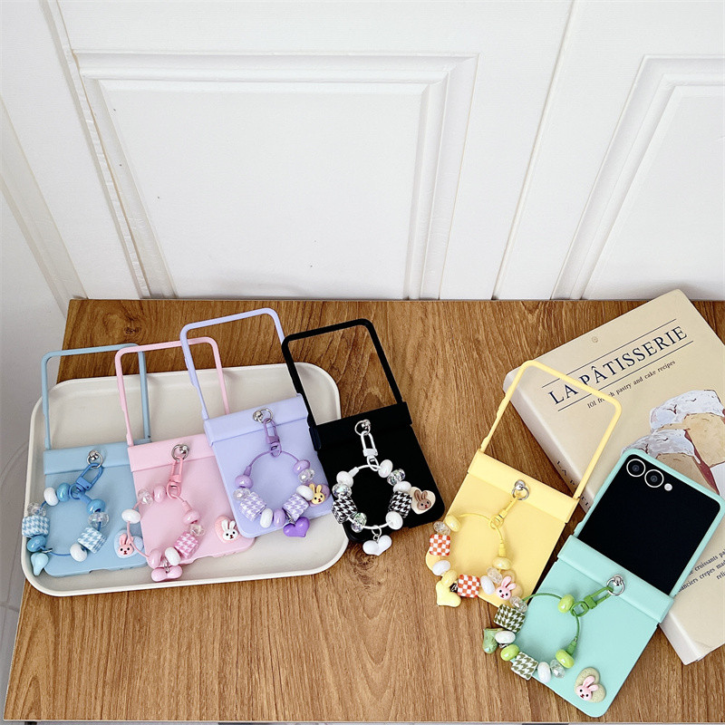 Ốp điện thoại màu trơn Macaron dễ thương cho Samsung Z Flip 7 6 5 4 3 Z Flip 5 Z Flip 6 Bìa cứng có vòng bản lề Vỏ quyến rũ tình yêu