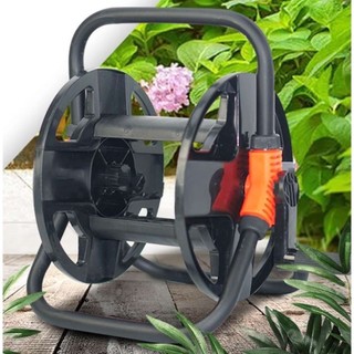 Bộ khung rulo cuộn ống nước tưới cây từ 10 đến 35 mét dây phi 16 dạng sách tay hoặc treo tường bằng nhựa và kim loại.