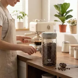 {AKIN} Hộp đựng hạt cà phê kín khí chân không an toàn thực phẩm với van đậu ngày và đánh thức cho những người yêu thích cà phê {a}