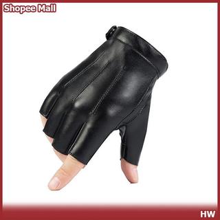 HWETR Găng Tay Nam Không Ngón Da PU Động Cơ Punk Găng Tay Nam Găng Tay Nửa Ngón Ngoài Trời Nam Da Lái Xe Găng Tay