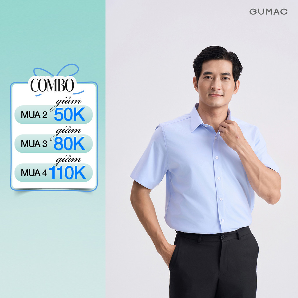 Áo Sơ Mi Nam GUMAC Form Suông Tay Ngắn Chất Bamboo Mặc Mát Công Sở ANG04062