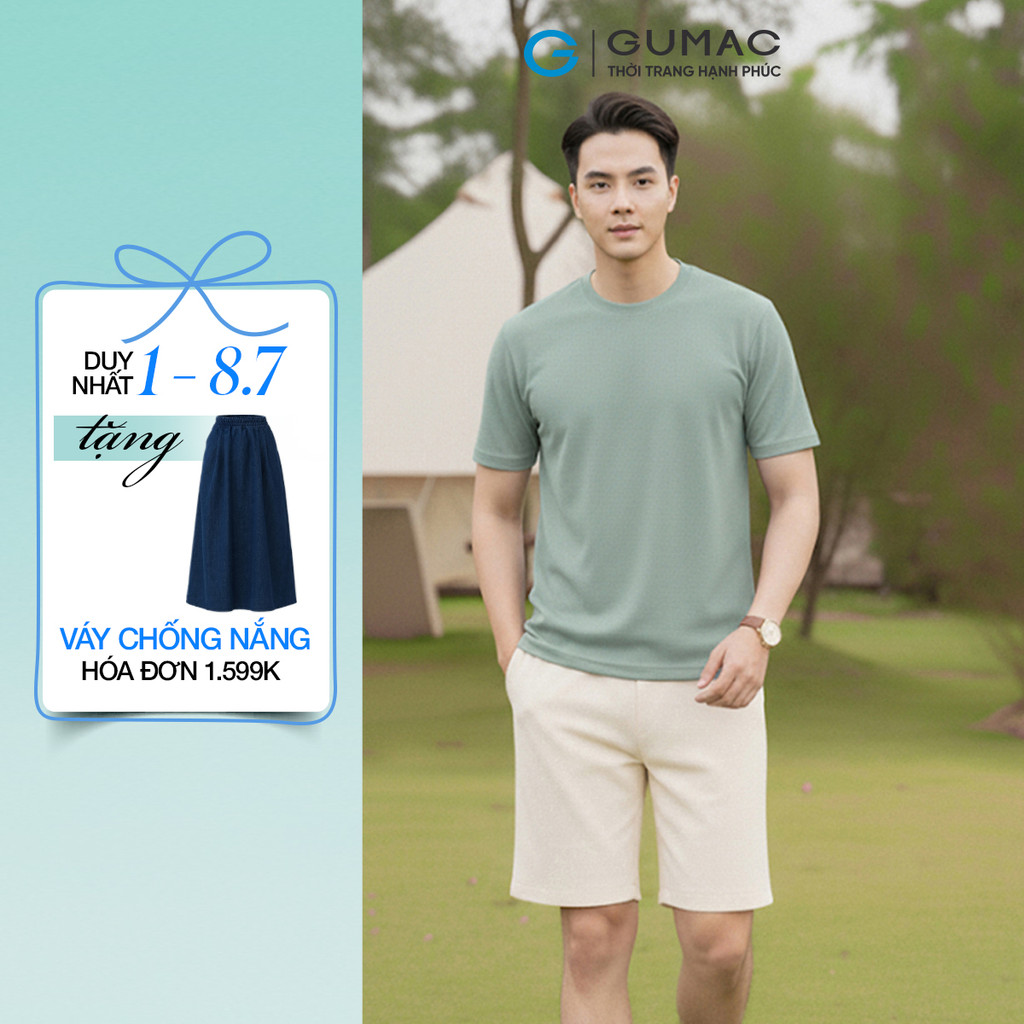 Áo Thun Nam GUMAC Cổ Tròn Form Suông Tay Ngắn Chất Vải Thun Co Giãn 4 Chiều LATNF0914