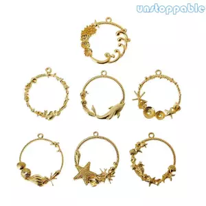 Unstop * Seashell Tròn Trống Mặt Dây Chuyền Chất Lượng Hợp Kim Làm Khung Viền Mở Khuôn