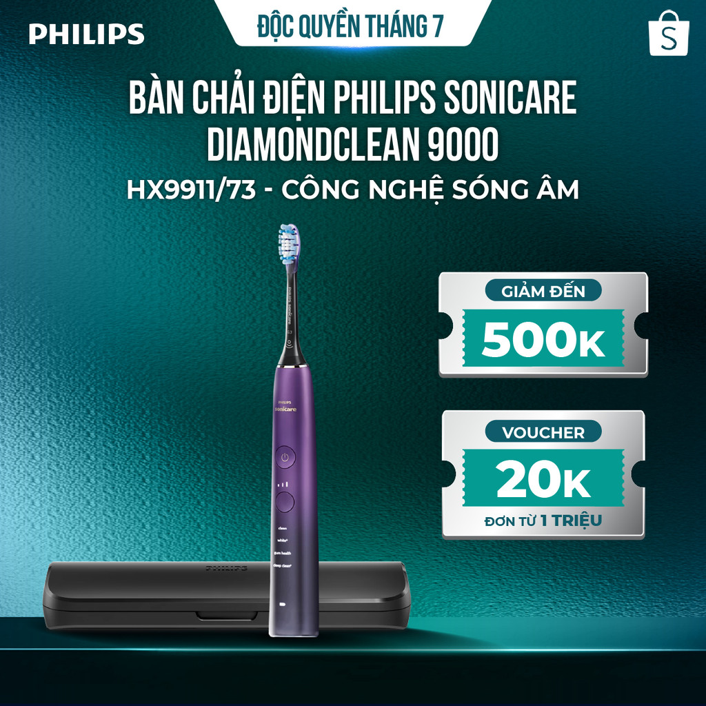 Bàn chải điện Philips Sonicare HX9911 DiamondClean 9000 – công nghệ sóng âm, bảo vệ nướu