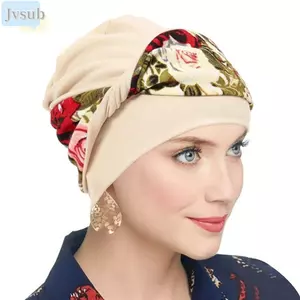 JVSUB Hóa Trị Liệu Đầu Quấn, Mũ Hóa Trị Co Giãn In Hoa, Mũ Turban Thoáng Khí Co Giãn Mềm Mại