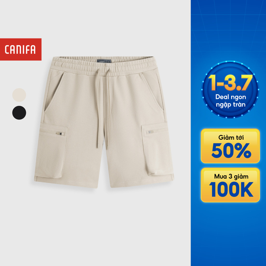 Quần short nam CANIFA ống rộng chất liệu mềm thoáng khí có túi hộp dáng suông 8BS26C002