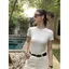 Áo thun ngắn tay cổ tròn trắng mùa xuân mùa hè màu trơn Slim-Fit Đơn giản đi lại hàng ngày Áo thun đế phù hợp