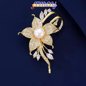 TMOY Tinh Tế Hoa Ngọc Trai Thổ Cẩm Thời Trang Kim Loại Ve Áo Chân Dành Cho Nữ Bé Gái Đa Năng Sáng Bóng Xòe Quần Áo Phụ Kiện Quà Tặng TMOY