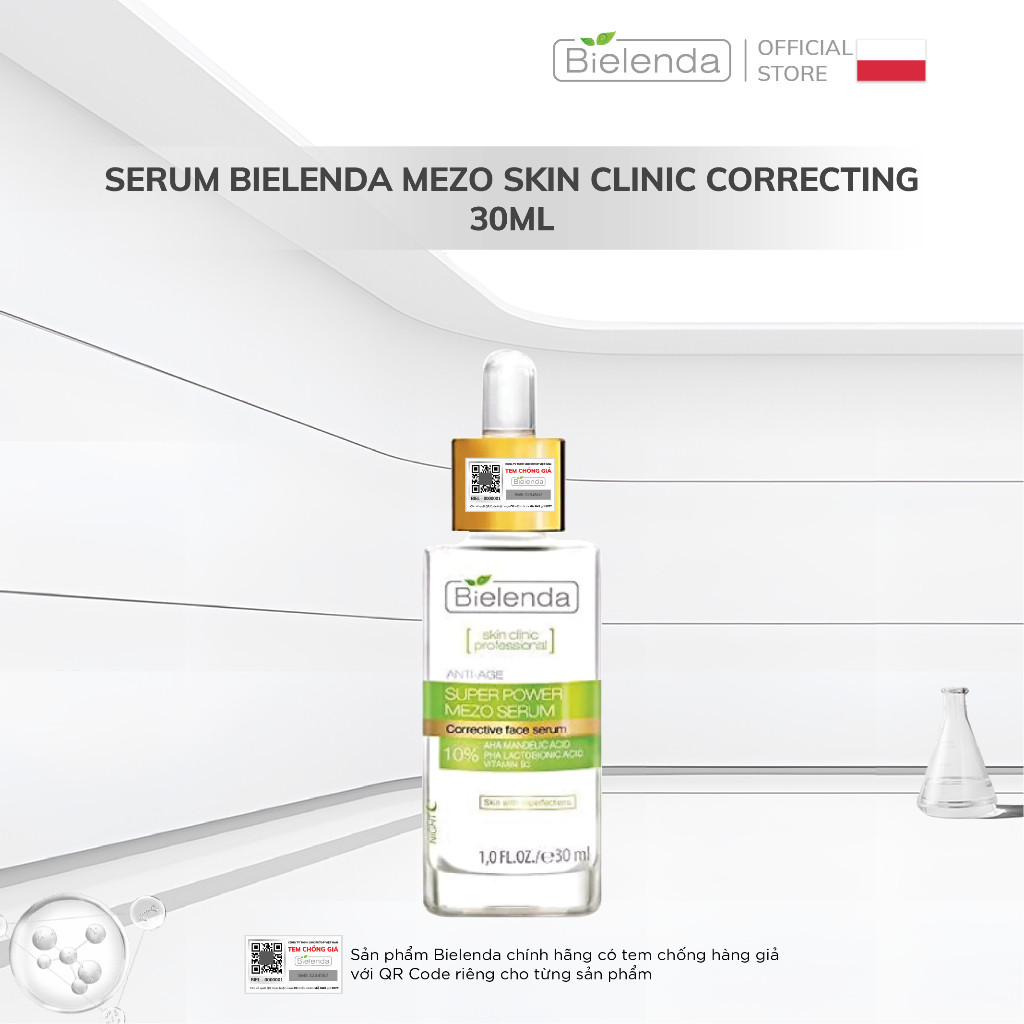 Serum Bielenda Mezo Skin Clinic Correcting hỗ trợ ngừa mụn, mờ thâm, căng bóng da 30ml
