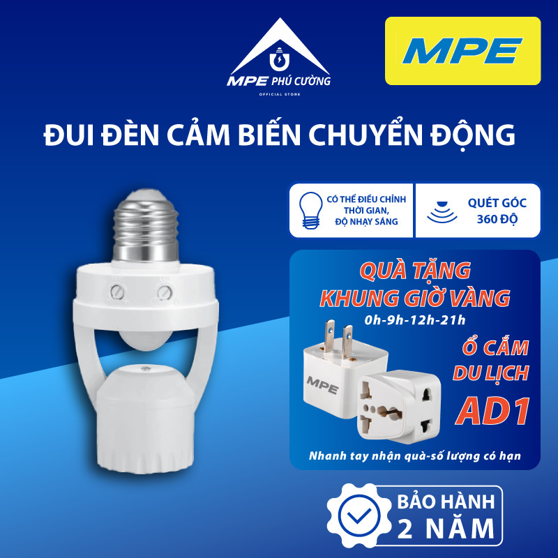 (CHÍNH HÃNG) MPE - ĐUI ĐÈN CẢM BIẾN CHUYỂN ĐỘNG IRHD1 360 ĐỘ E27 TỰ ĐỘNG BẬT TẮT TIẾT KIỆM ĐIỆN CHO GIA ĐÌNH