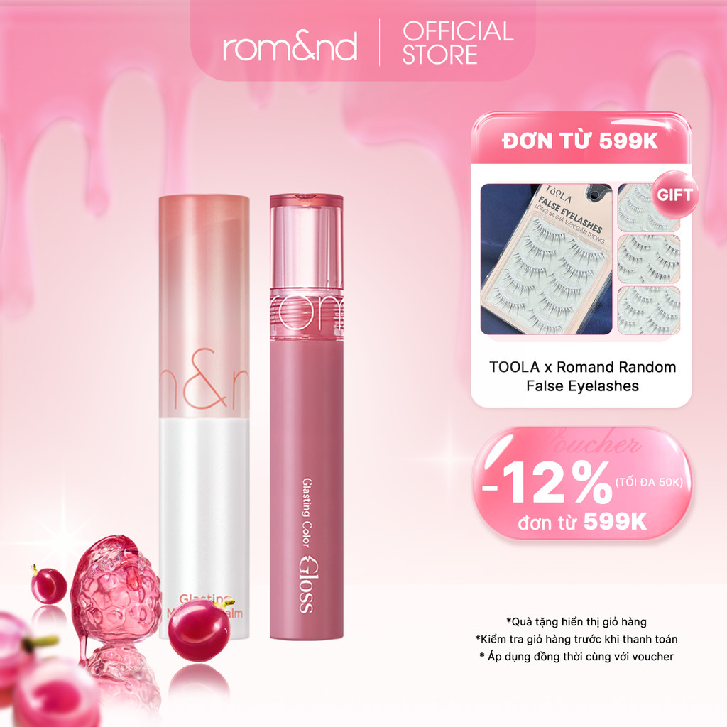 [Rom&nd x KOL] Combo Son Dưỡng Romand Glasting Melting Balm + Son Bóng Romand Glasting Color Gloss