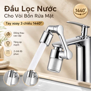 Đầu Lọc Nước Cho Vòi Bồn Rửa Mặt - Tay Xoay 3 Chiều 1440°, Chất Liệu Đồng Thau Cao Cấp, Tăng Áp Mạnh, 2 Chế Độ Phun
