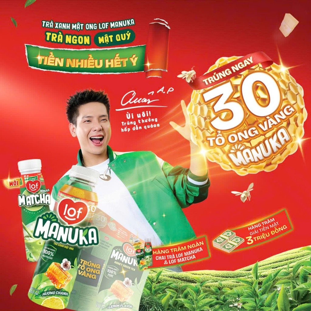Trà xanh mật ong LOF Manuka hương đào thùng 24 chai x 430ml
