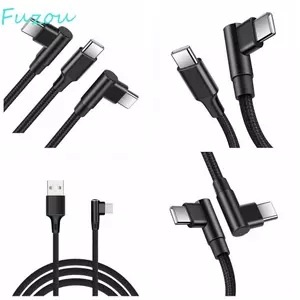 Cáp FUJIOU 90 Độ Loại C, Dây Sạc Nhanh PD 60W, Dây Sạc Nhanh Nylon An Toàn 90 Độ 0.5m / 1m / 2m Khuỷu Tay Đôi Loại C Đến C Cáp Máy Tính