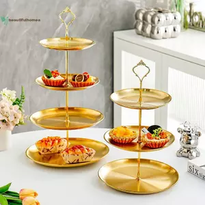 Khay đựng bánh inox 2 / 3 lớp BeautifulHomeA, Bánh, Đĩa ốc sên, Sinh nhật, Tiệc cưới Món tráng miệng, Bàn trưng bày món tráng miệng VN