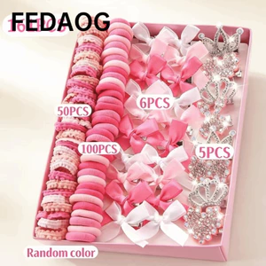 Bộ phụ kiện tóc FEDAOG, Dây buộc tóc nơ đầy màu sắc cho bé gái, Không làm tổn thương tóc đàn hồi cao Kẹp tóc công chúa Bộ quà tặng