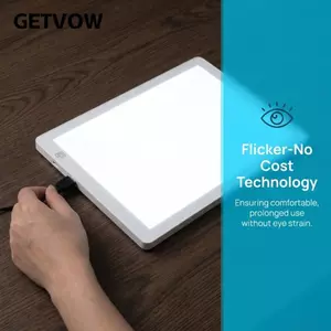 Bảng vẽ đèn LED GETVOW, Tấm lót đèn theo dõi hoạt hình A5 di động, với cáp USB Đèn ổn định Độ sáng có thể điều chỉnh Bảng đèn sao chép thư pháp