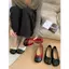 TT Nơ Chia Ngón Chân Mary Jane Giày Nữ Màu Sắc Phù Hợp Với Giày Slip-On Giày Ba Lê Không Mệt Mỏi Da Thật Chính Hãng Giày