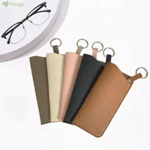 Túi đựng kính râm YOLOGO, Túi đựng kính râm màu trơn bền bỉ, Quà tặng sáng tạo di động có móc khóa bằng da PU treo kính râm Phụ kiện kính mắt