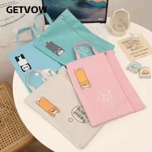 Thư mục lưu trữ giấy kiểm tra GETVOW, Thư mục tập tin A4 cầm tay hoạt hình, Túi tài liệu sáng tạo hai lớp dung tích lớn dễ thương