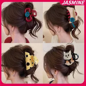 JASMINE Nút Đỏ Lấy Kẹp Nữ 2024 Ba Đầu Kẹp Tóc Mũ Đội Đầu Kẹp Tóc Phụ Kiện Tóc JASMINE