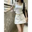 Phiên bản Hàn Quốc dành cho sinh viên Dây kéo hai mặt Váy Denim lưng cao phong cách mới Slim-fit Slimmer Look Hot Girl Short Culottes