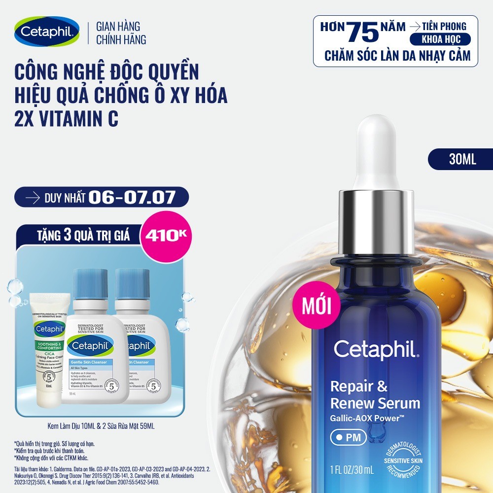 [MỚI] Serum Tinh chất dưỡng da chuyên sâu ban đêm Cetaphil Repair & Renew 30ml