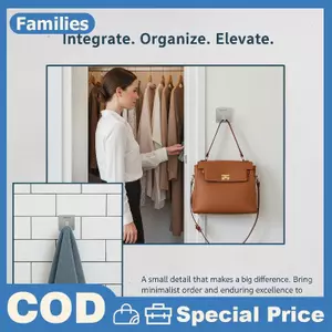 Móc treo tường tự dính bằng thép không gỉ 5 / 10 Cái Chịu lực chống nước lâu trôi cho văn phòng Cubicle Treo dây buộc cốc Tai nghe